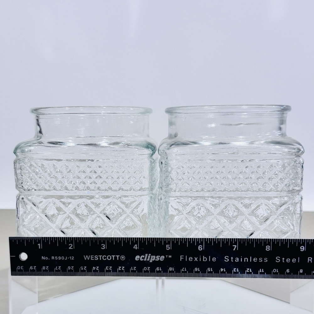 (2) Vintage Anchor Hocking Wexford Pattern Clear Glass Canister Jar - No Lids - Picture 4 of 6